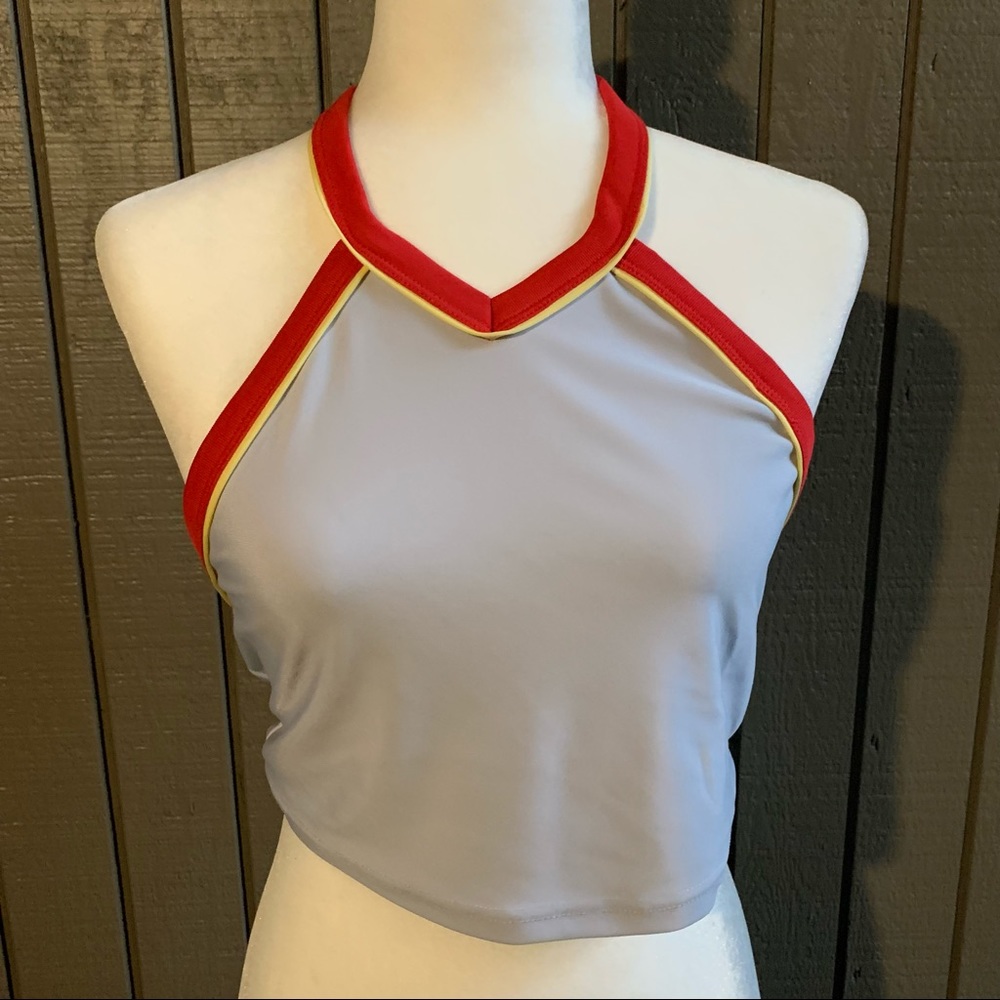 Out From Under From Urban Outfitters Gray Orange Halter Crop Top Size Large